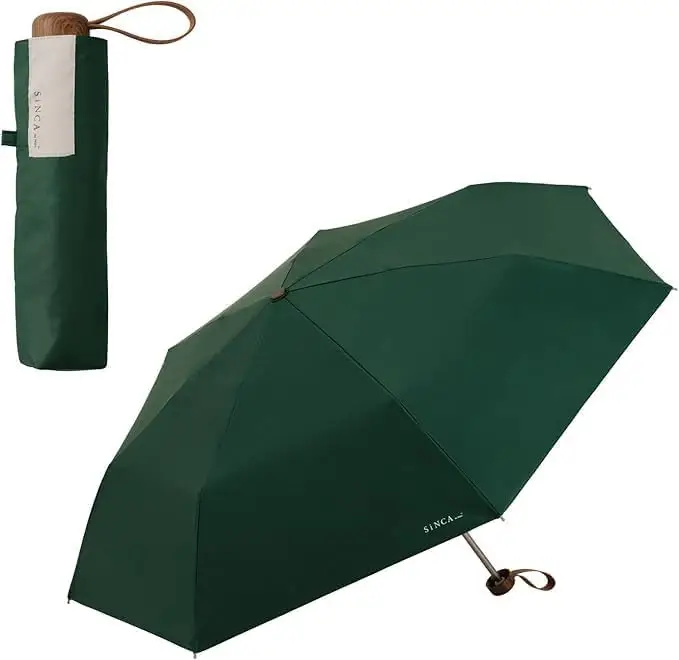 Sustainable UV Folding Umbrella compact windproof UPF50 unisex eco-friendly 21 inch canopy green
