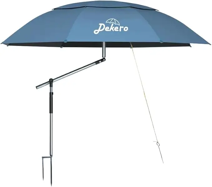 8ft large beach patio fishing umbrella sand anchor UV protection tilt portable