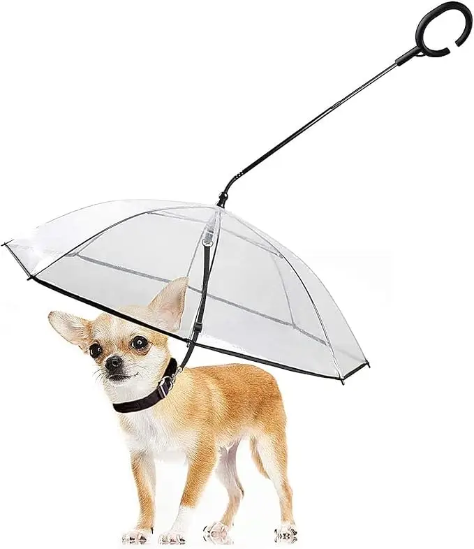 LESYPET Dog Umbrella small dogs clear adjustable rope leash 27 inch