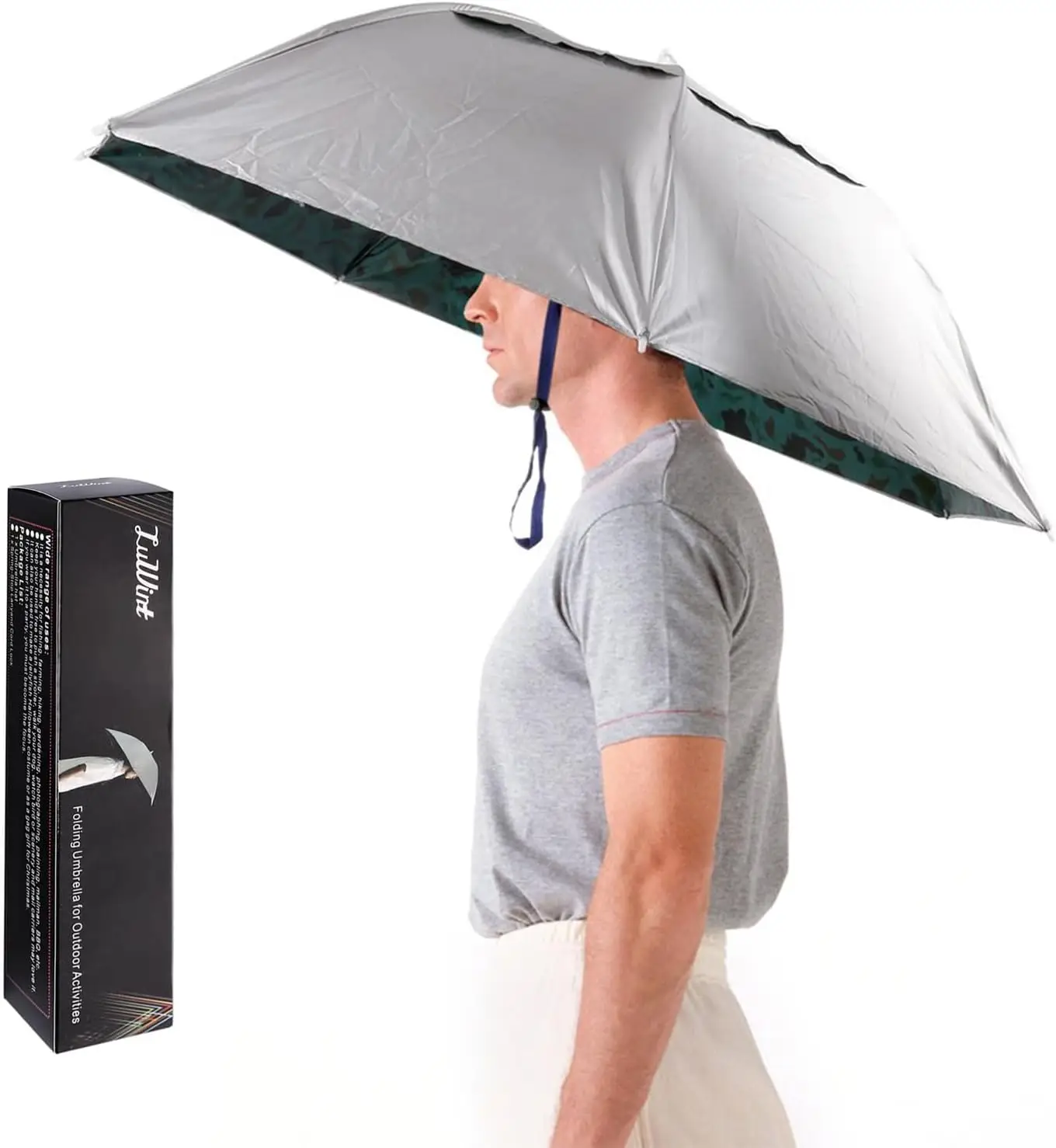 Luwint Head Umbrella Hat 36 inch Compact Folding Hands Free