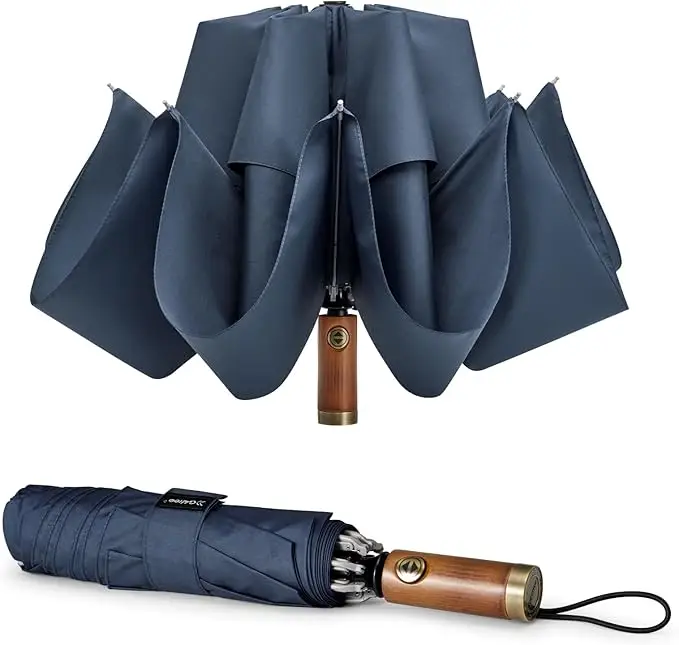 G4Free 54 Inch Inverted Windproof Umbrella wooden handle double canopy auto open close golf portable