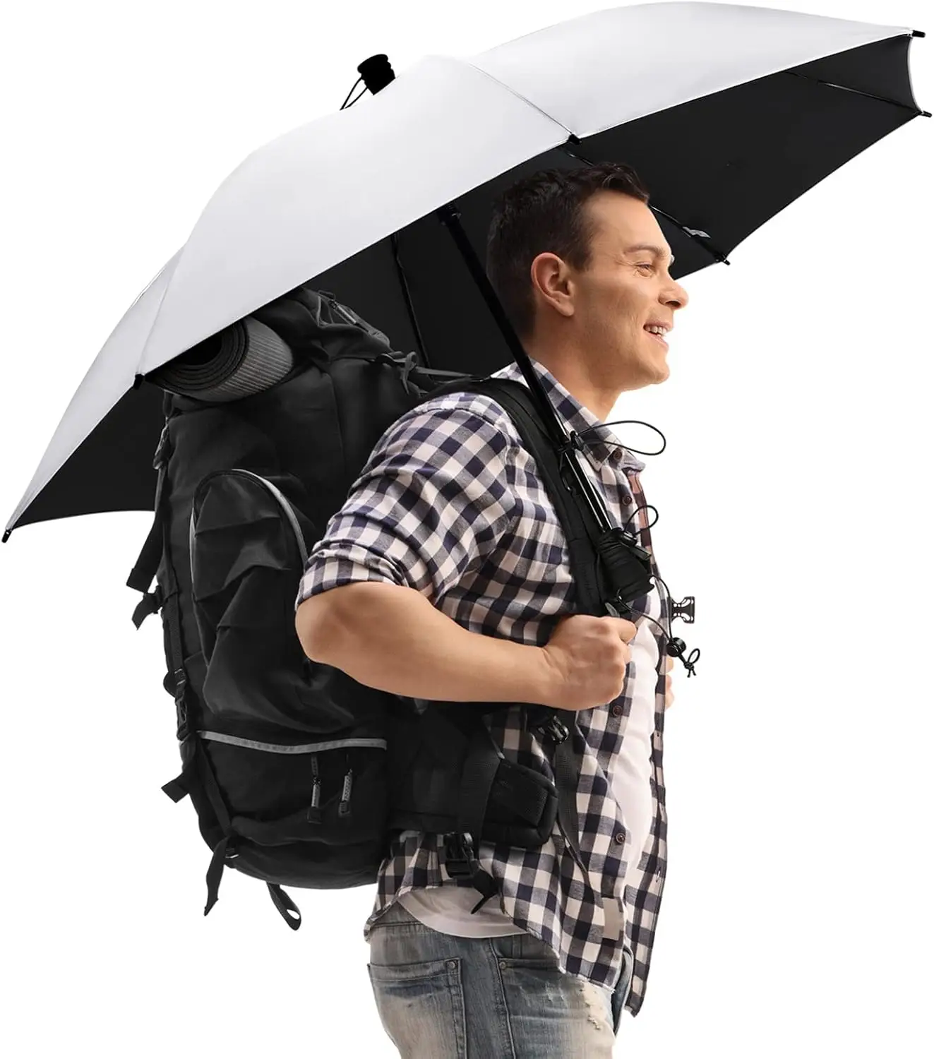 G4Free 46 inch Large Hiking Umbrella Ultralight UV Silver Reflective