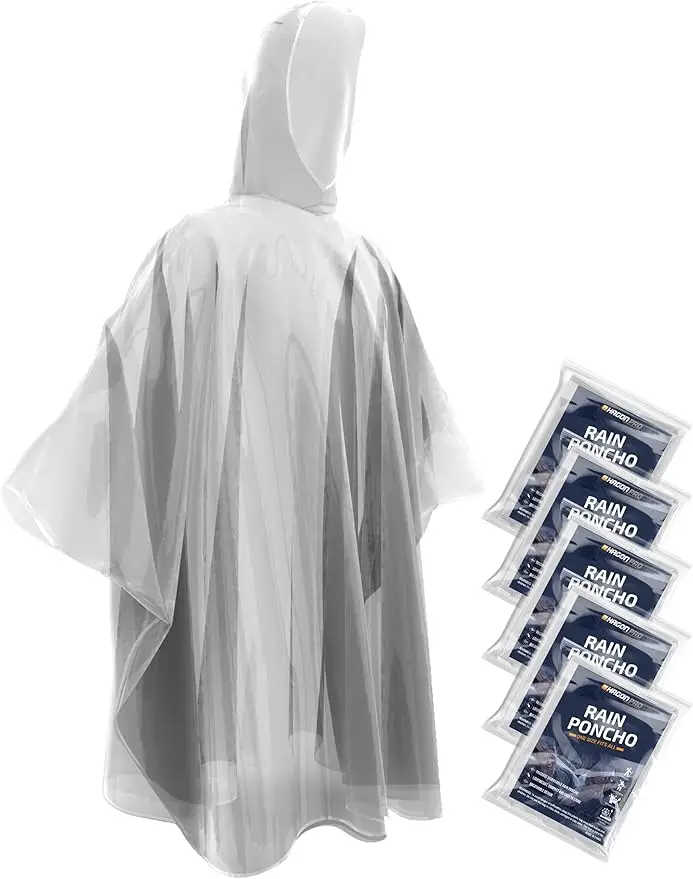 Hagon PRO Disposable Rain Ponchos 5 Pack travel emergency
