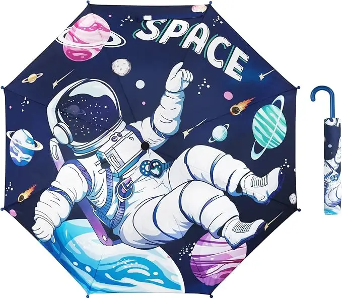 Kids Umbrella Windproof Compact Easy Open Toddler Girls Boys School Travel