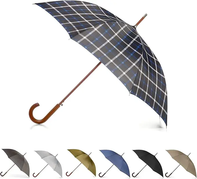 Totes ECO J-Handle umbrella — sustainable fabric, auto open