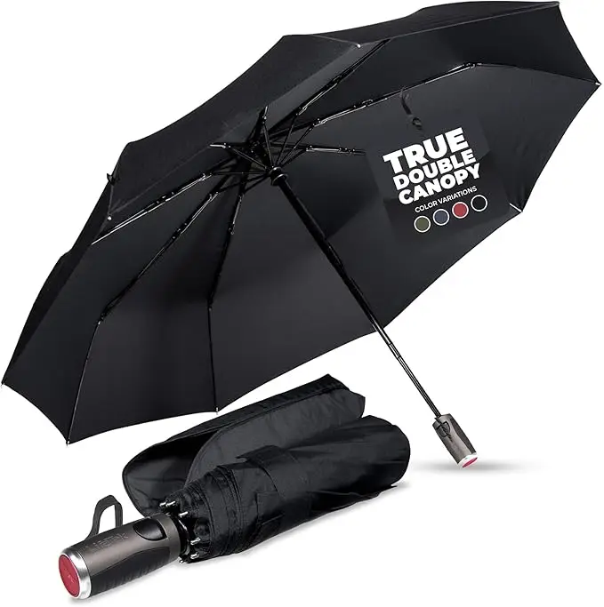 LifeTek premium travel umbrella — windproof, UV protection, fits laptop bag, best for Europe mixed weather
